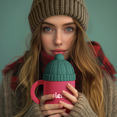 Branded Mugs with Beanie Lids