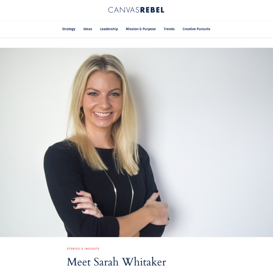 Sarah Whitaker featured on CanvasRebel discussing customer appreciation, referrals, and some of her favorite reads